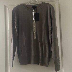 J. Crew Collection 100% Italian Cashmere Taupe Button Front Sweater Sz Small NWT
